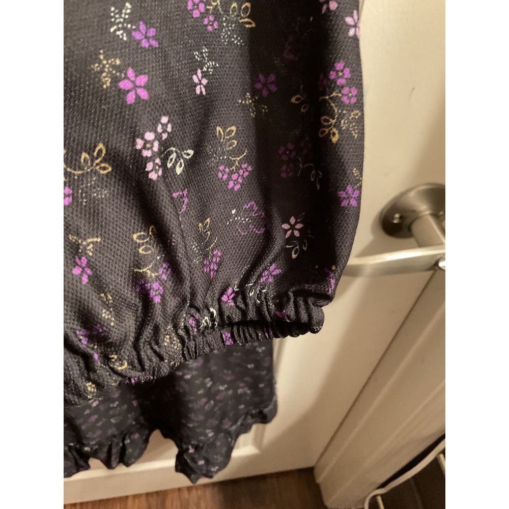 J.McLaughlin Floral Print Wrap Dress Ruffle Trim Long Sleeve Black Size 8 - Picture 8 of 15